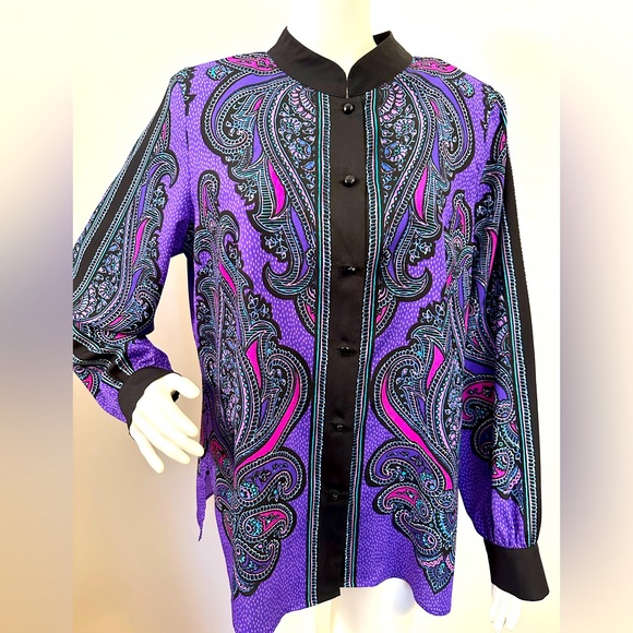 Bob Mackie Paisley Print Blouse Size L - Picture 1 of 1